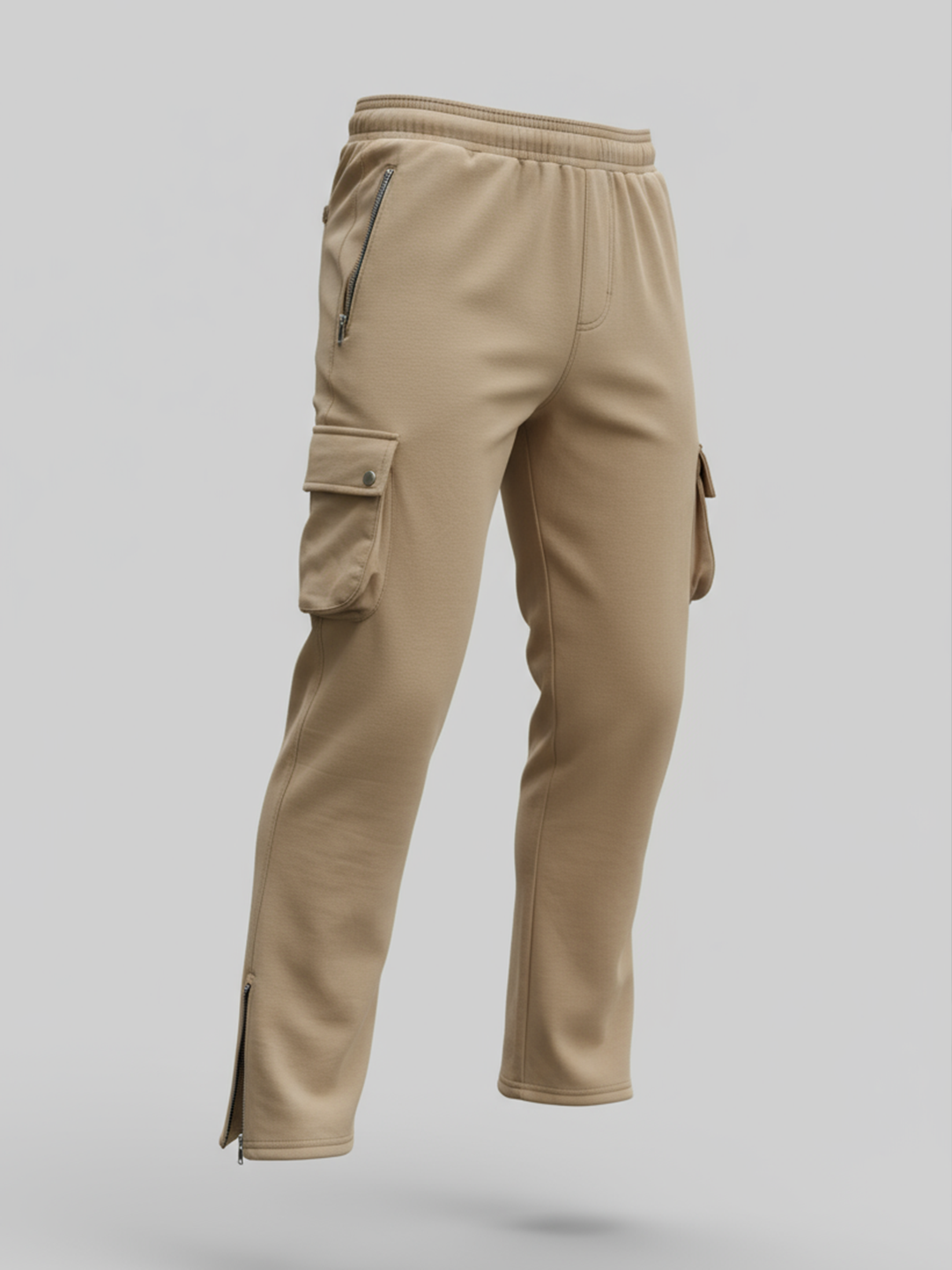 Beige Boot Cut Straight Fit Track Pants