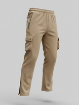 Beige Boot Cut Straight Fit Track Pants