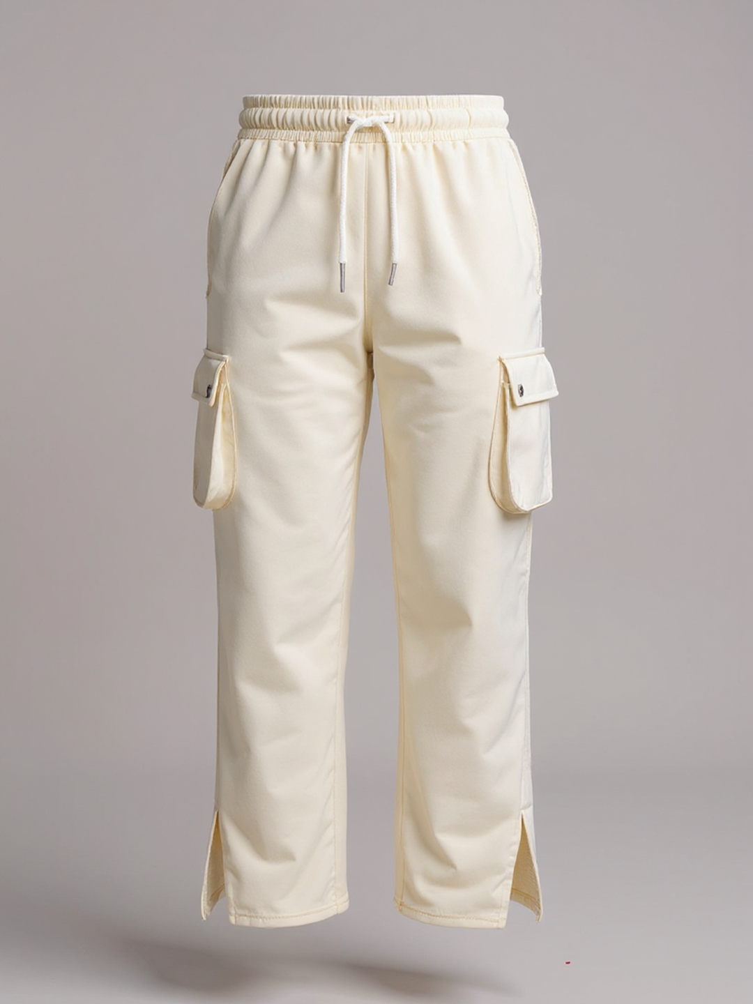 Cream Boot Cut Cargo Track Pants