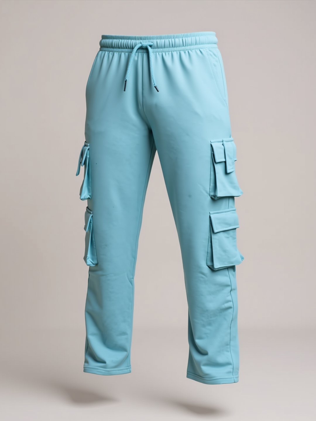 Pale Blue Four Pockets Cargo Track Pants