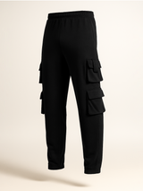 Black Four Pockets Cargo Men's Track Pants