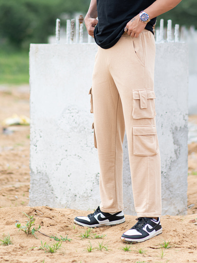 Light Brown Four Pockets Cargo Joggers - Tistabene