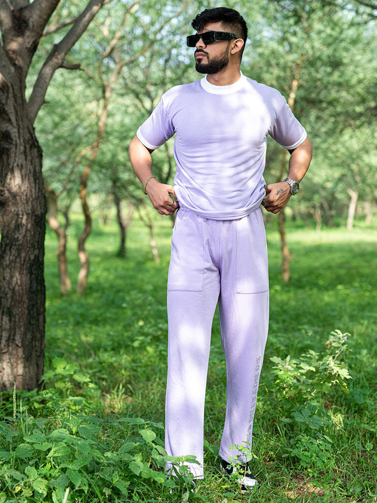 Lavender Do Nothing Club Cotton Joggers - Tistabene