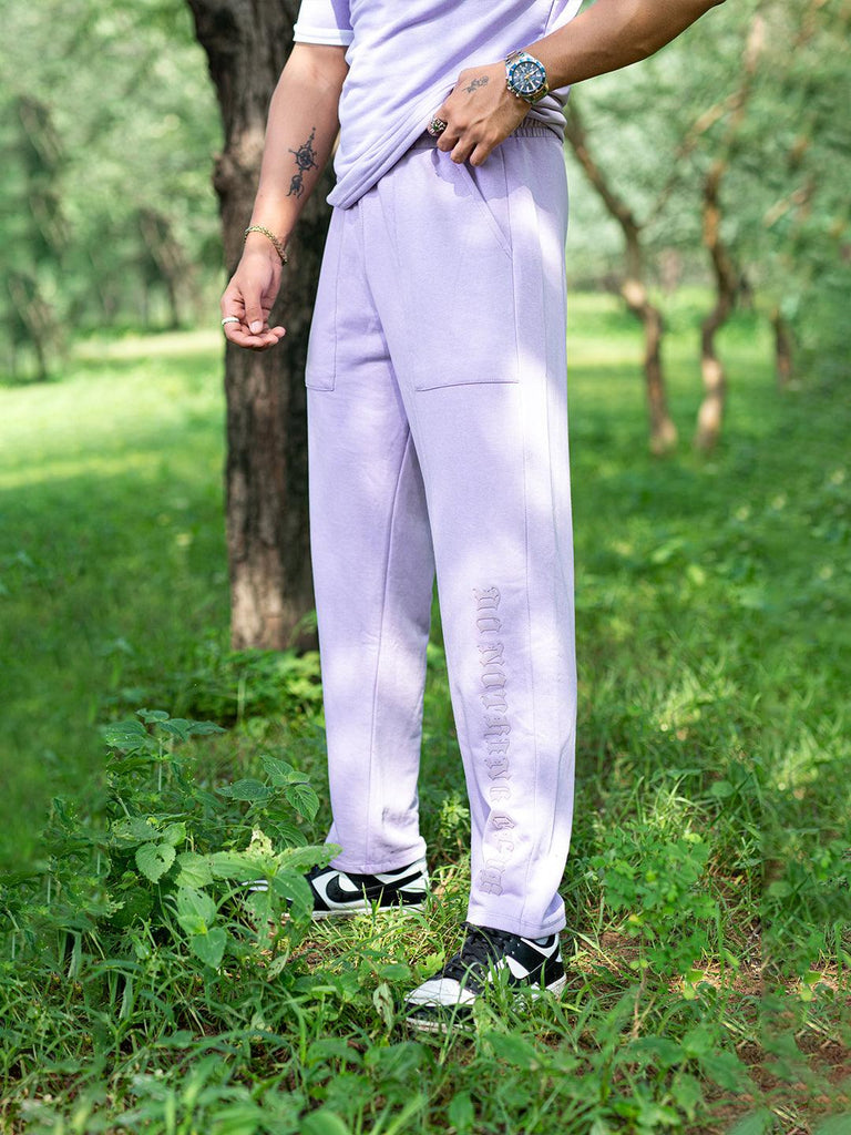 Lavender Do Nothing Club Cotton Joggers - Tistabene