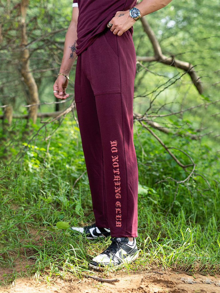 Burgundy Do Nothing Club Cotton Joggers - Tistabene