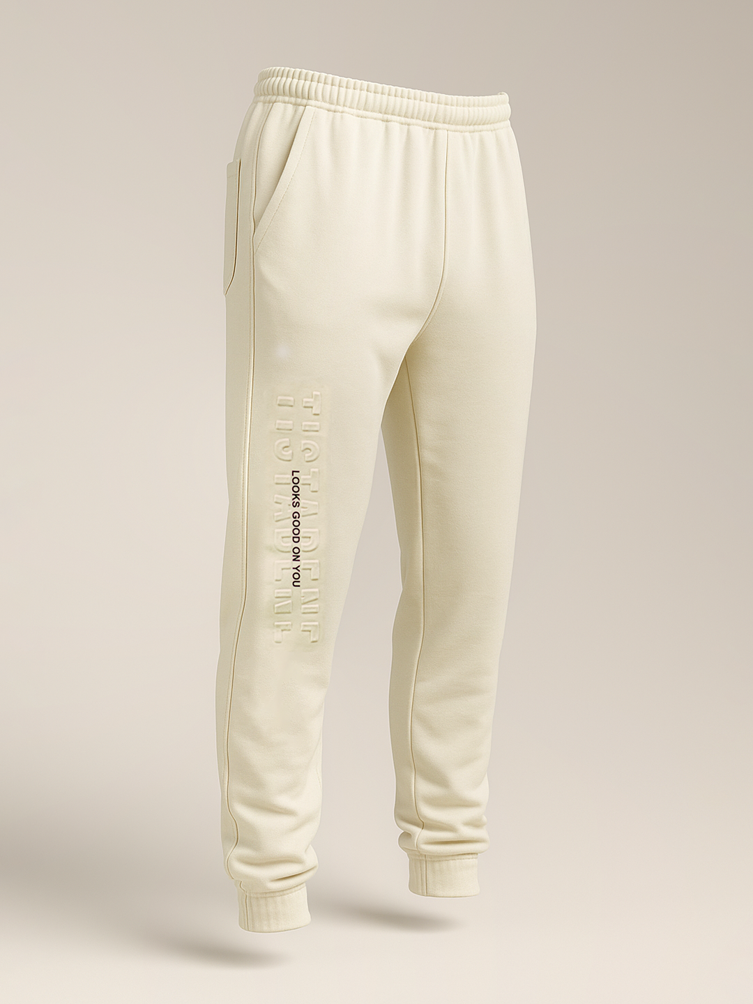 Cream Tistabene Printed Cotton Joggers For Men