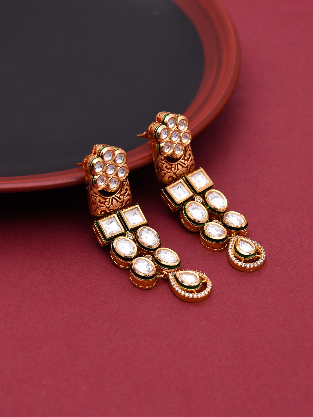 Designer Kundan Polki Enamelled Bridal Necklace Set