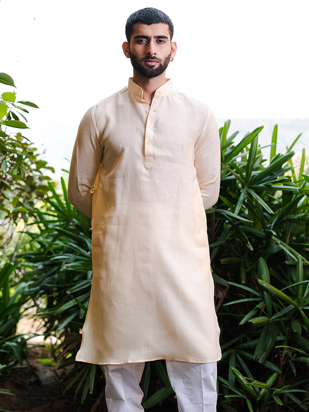 Light Cream Linen Men's Kurta