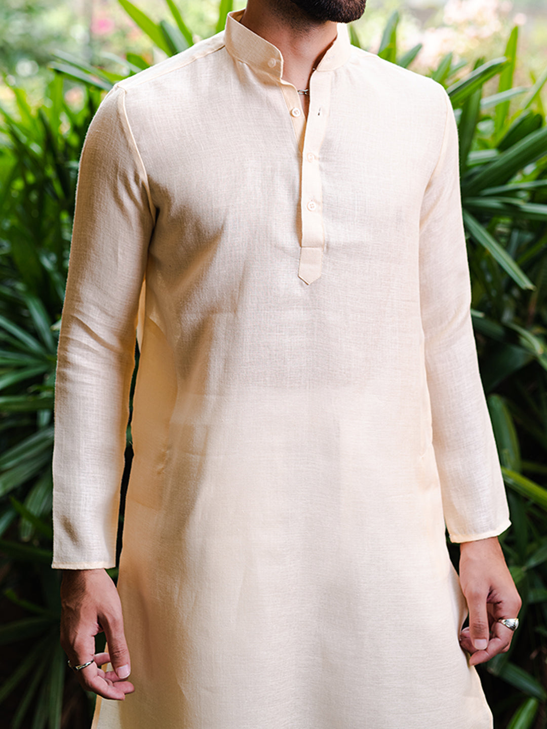 Light Cream Linen Men's Kurta