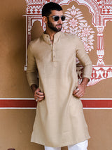 Beige Linen Men's Kurta