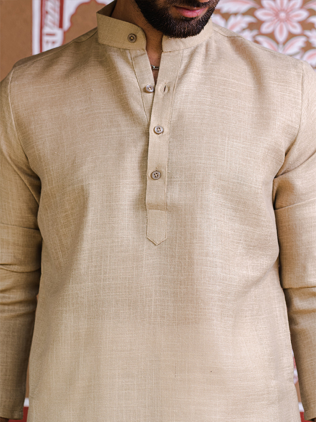 Beige Linen Men's Kurta