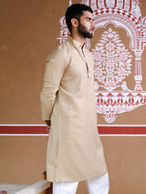 Beige Linen Men's Kurta