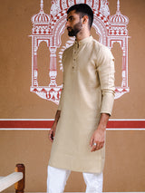Beige Linen Men's Kurta