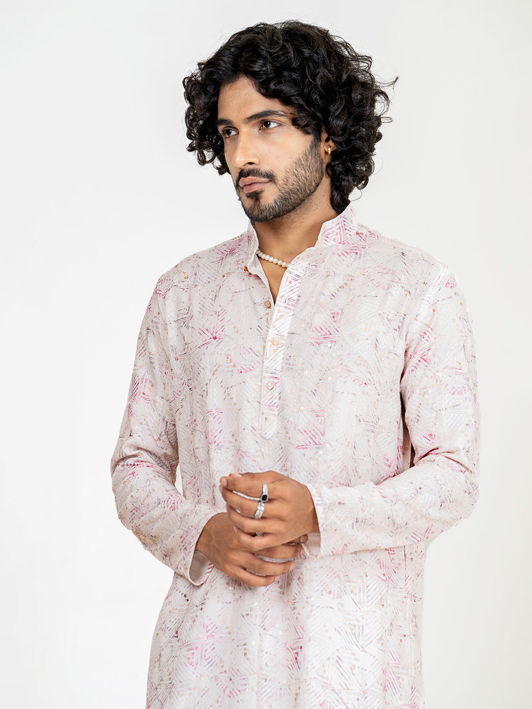 Pink white kurta