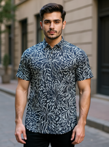 Black Floral Sanganeri Printed Short Kurta