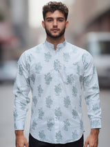 White Sanganeri Floral Printed Short Kurta