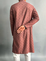 Dusky Orchid Chikankari Embroidered Cotton Men's Kurta