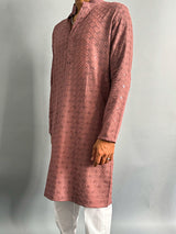 Dusky Orchid Chikankari Embroidered Cotton Men's Kurta