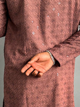Dusky Orchid Chikankari Embroidered Cotton Men's Kurta