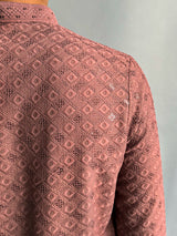 Dusky Orchid Chikankari Embroidered Cotton Men's Kurta
