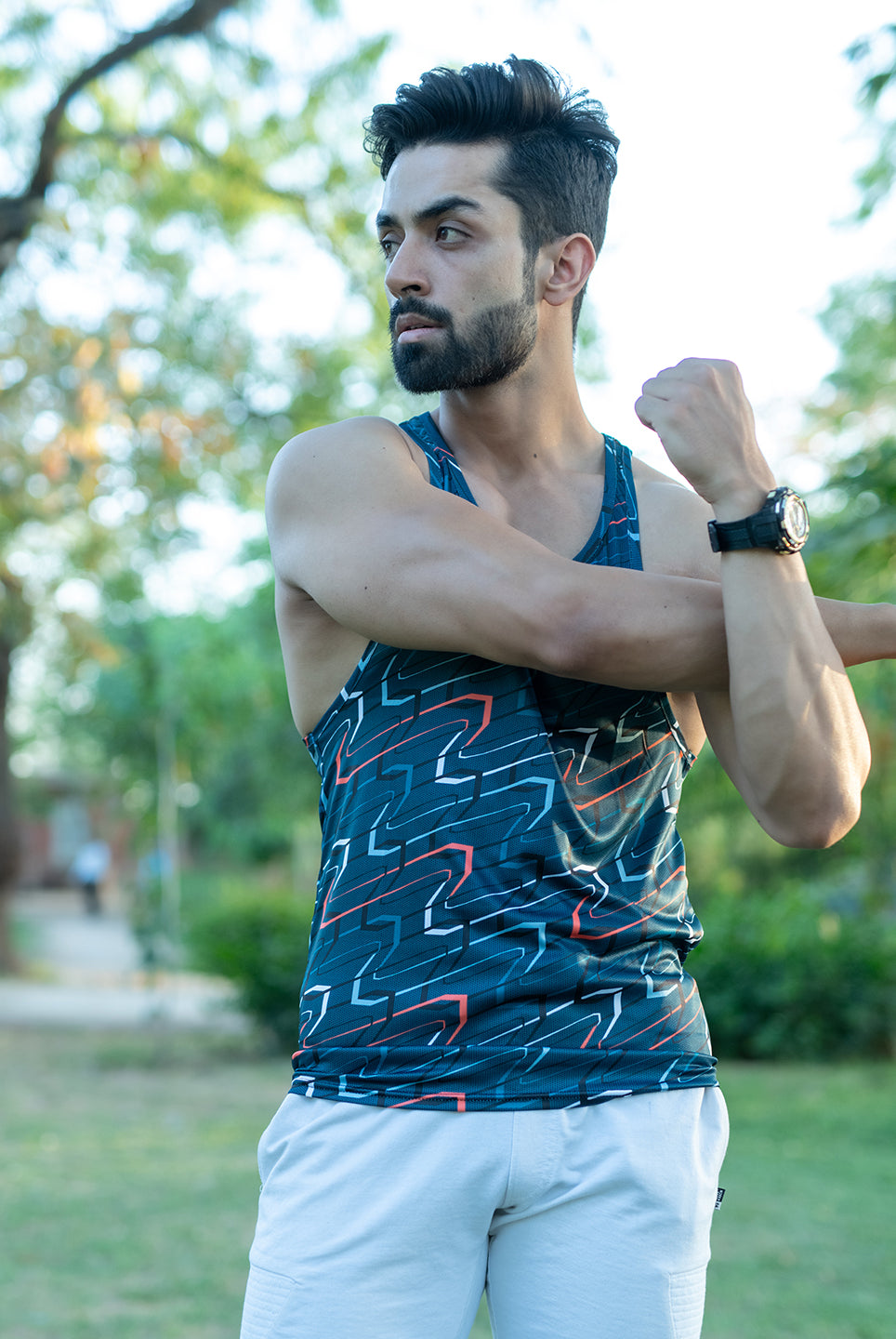 mens gym t-back stringer sleeveless sports vest