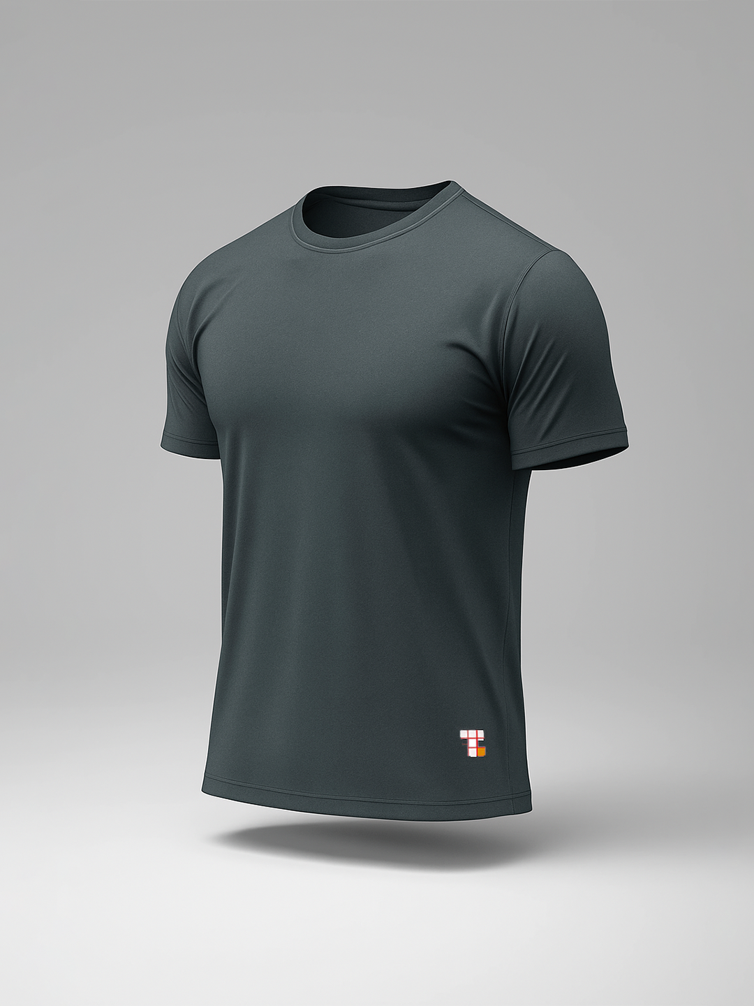 Grey Round Neck Lycra T-Shirt