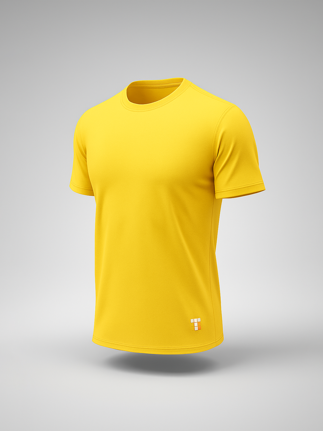 Yellow Round Neck Lycra T-Shirt