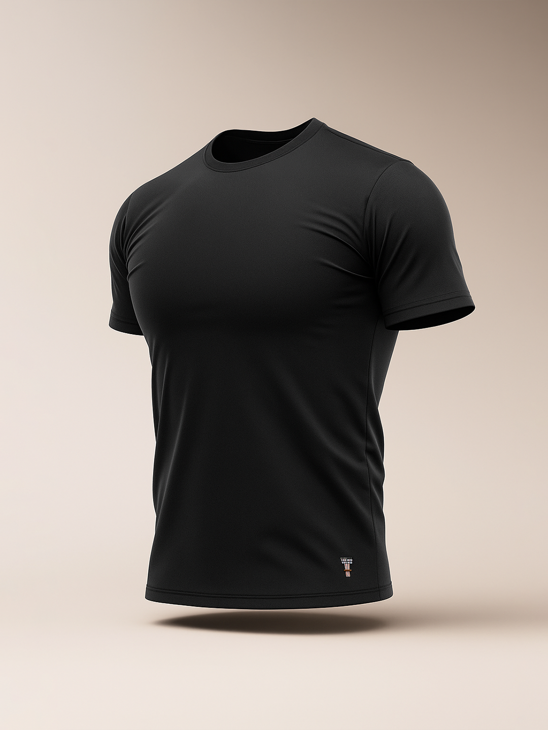 Black Round Neck Lycra T-Shirt