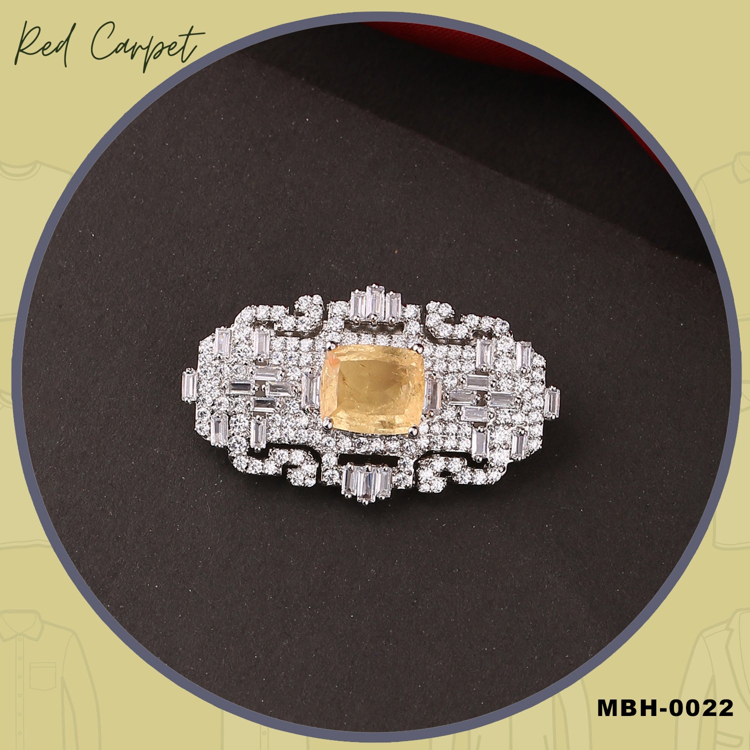 Contemporary Colored Stones Men Brooch