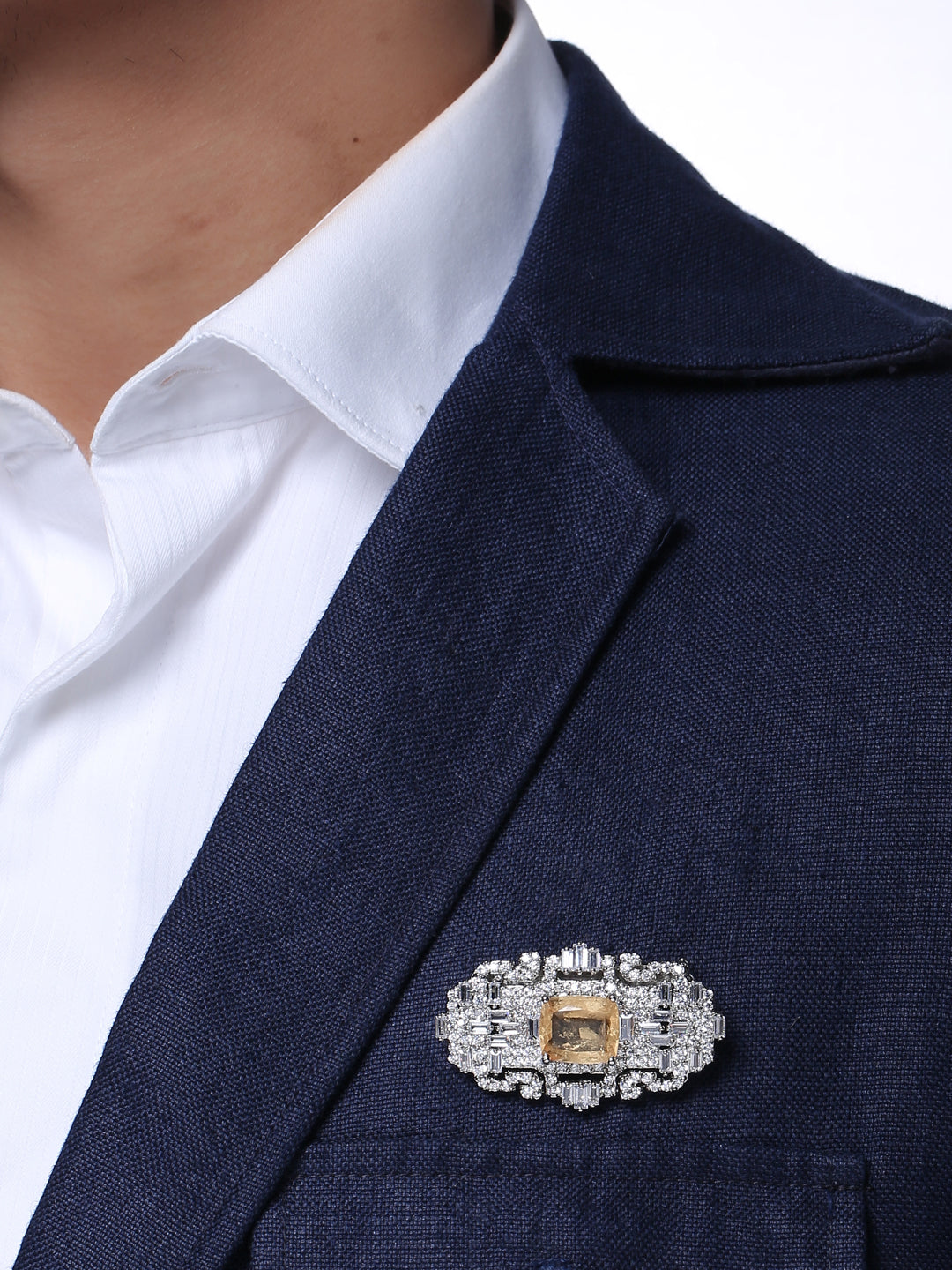 Contemporary Colored Stones Men Brooch