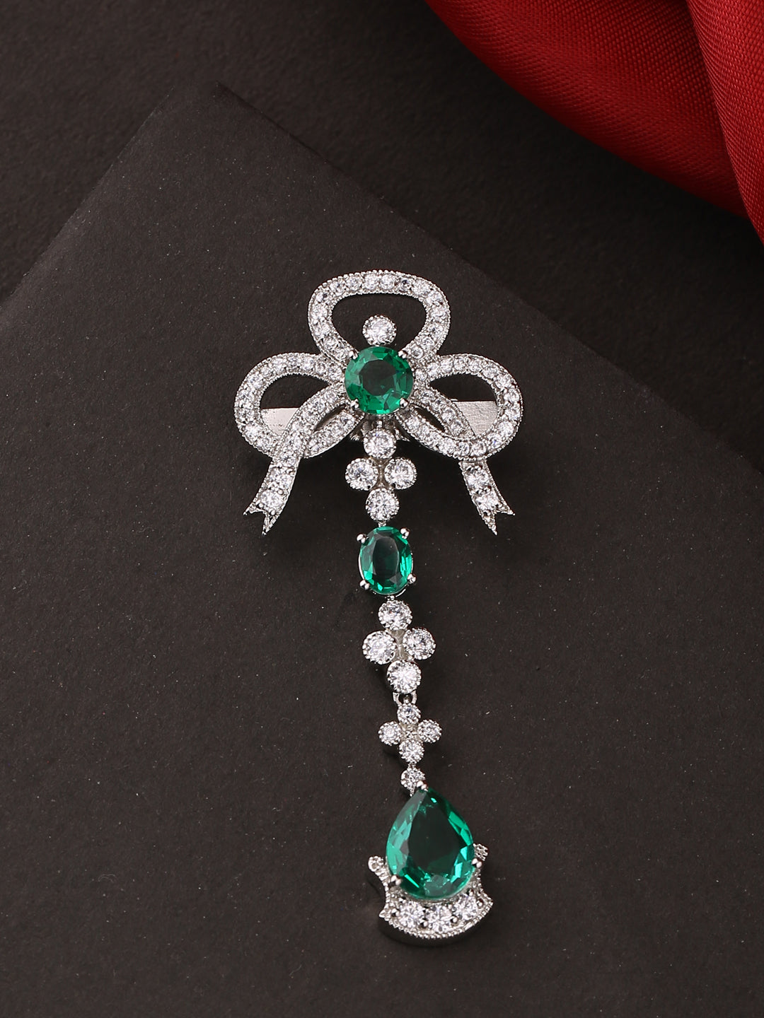 Contemporary Green Colored Stones Men Brooch