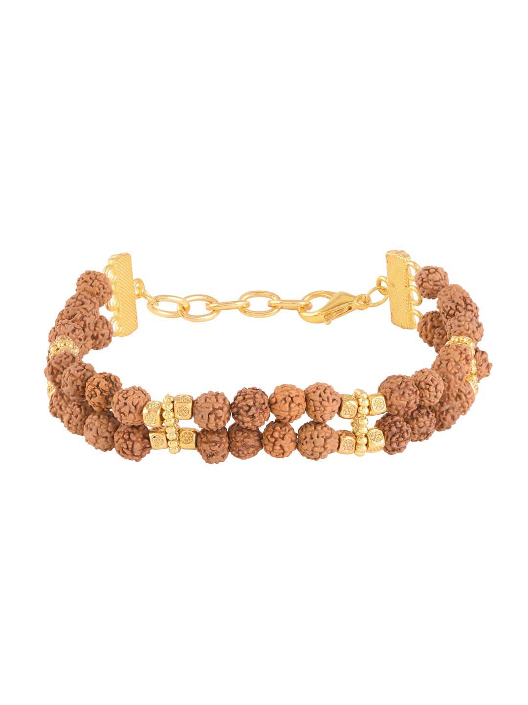 Ethnic Rudraksha Gold Plated Mens Bracelet