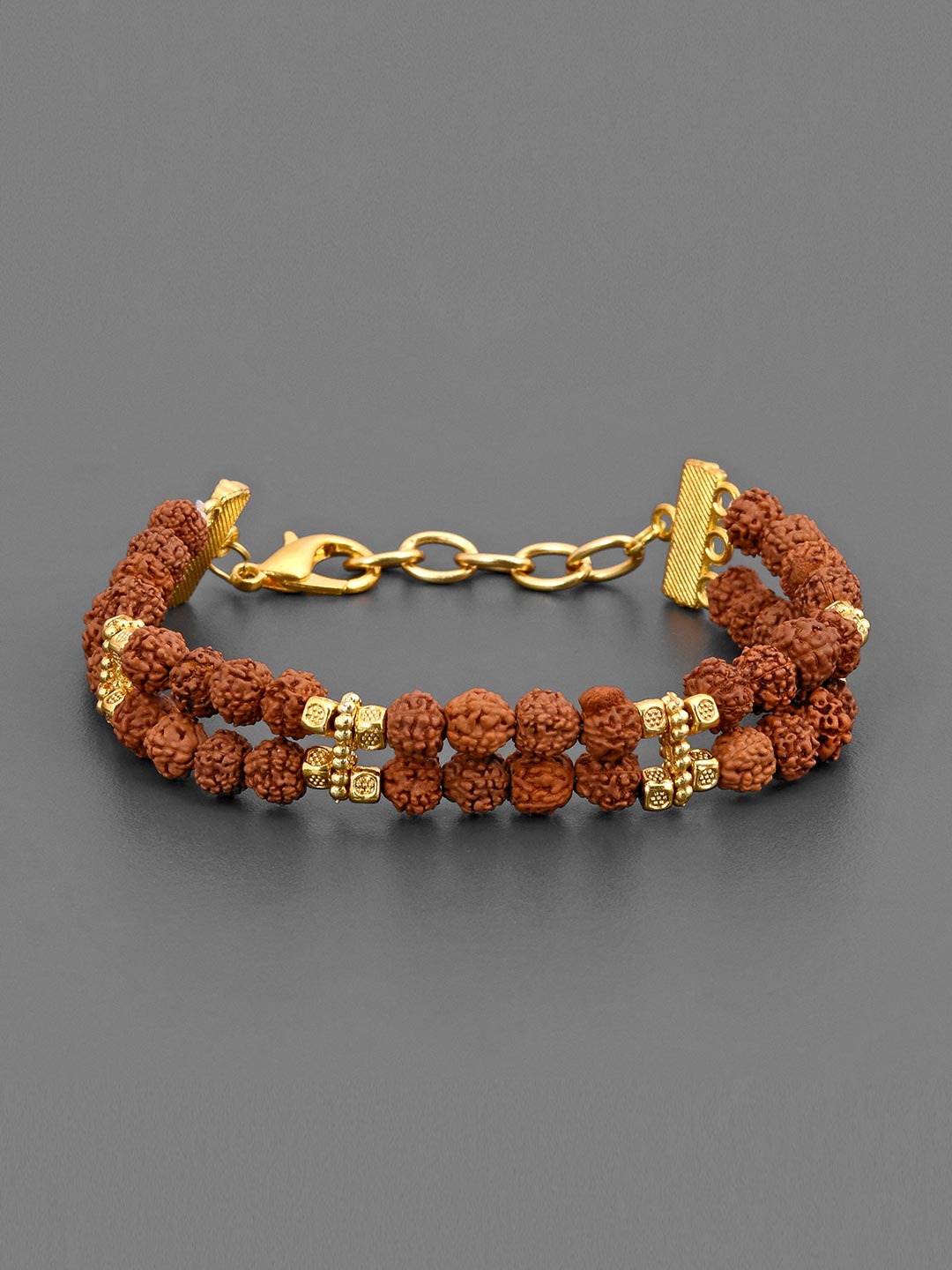 Ethnic Rudraksha Gold Plated Mens Bracelet