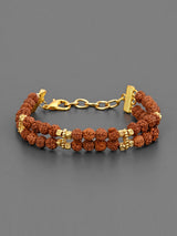 Ethnic Rudraksha Gold Plated Mens Bracelet