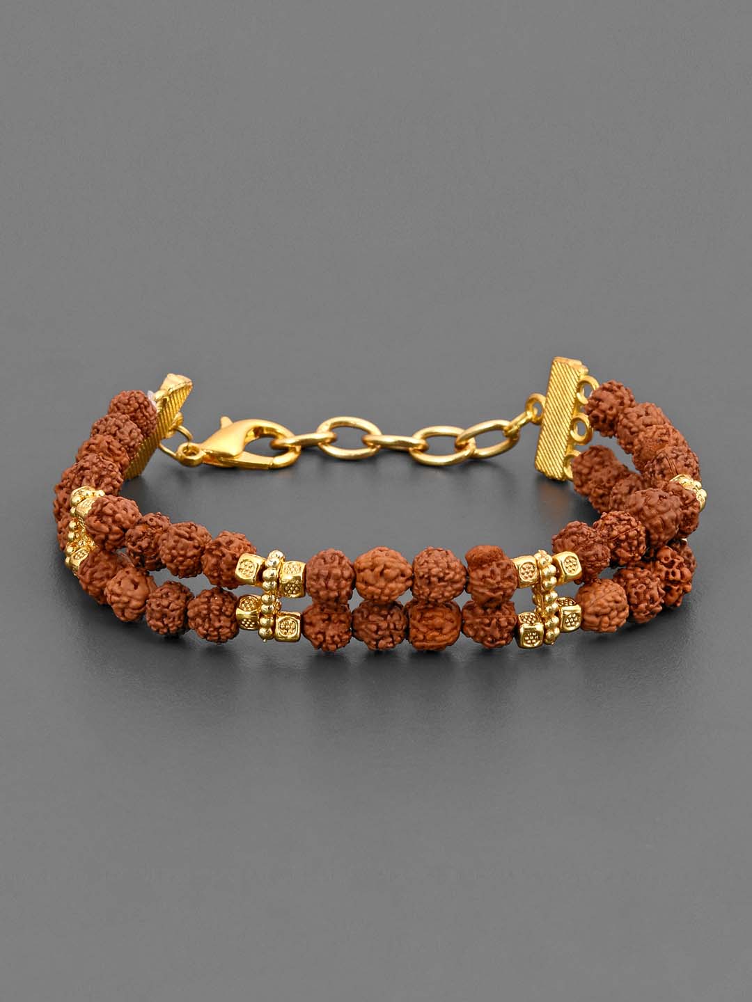 Ethnic Rudraksha Gold Plated Mens Bracelet