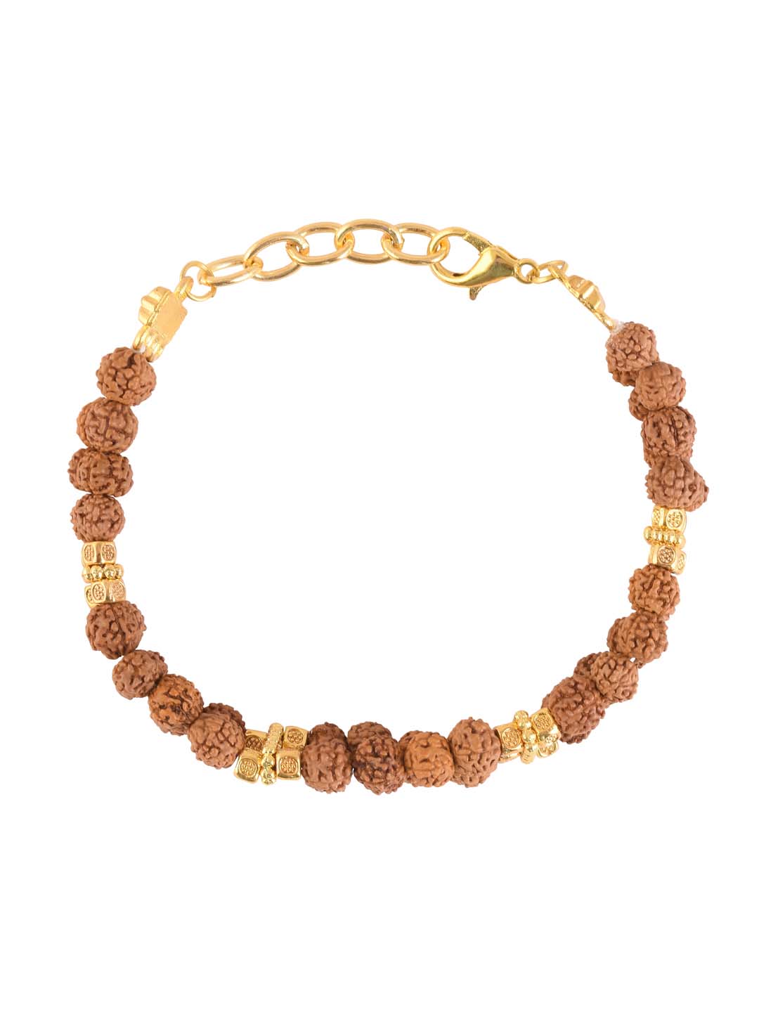 Ethnic Rudraksha Gold Plated Mens Bracelet
