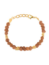 Ethnic Rudraksha Gold Plated Mens Bracelet