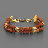 Ethnic Rudraksha Gold Plated Mens Bracelet