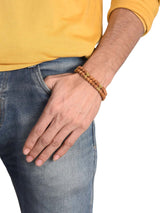 Ethnic Rudraksha Gold Plated Mens Bracelet