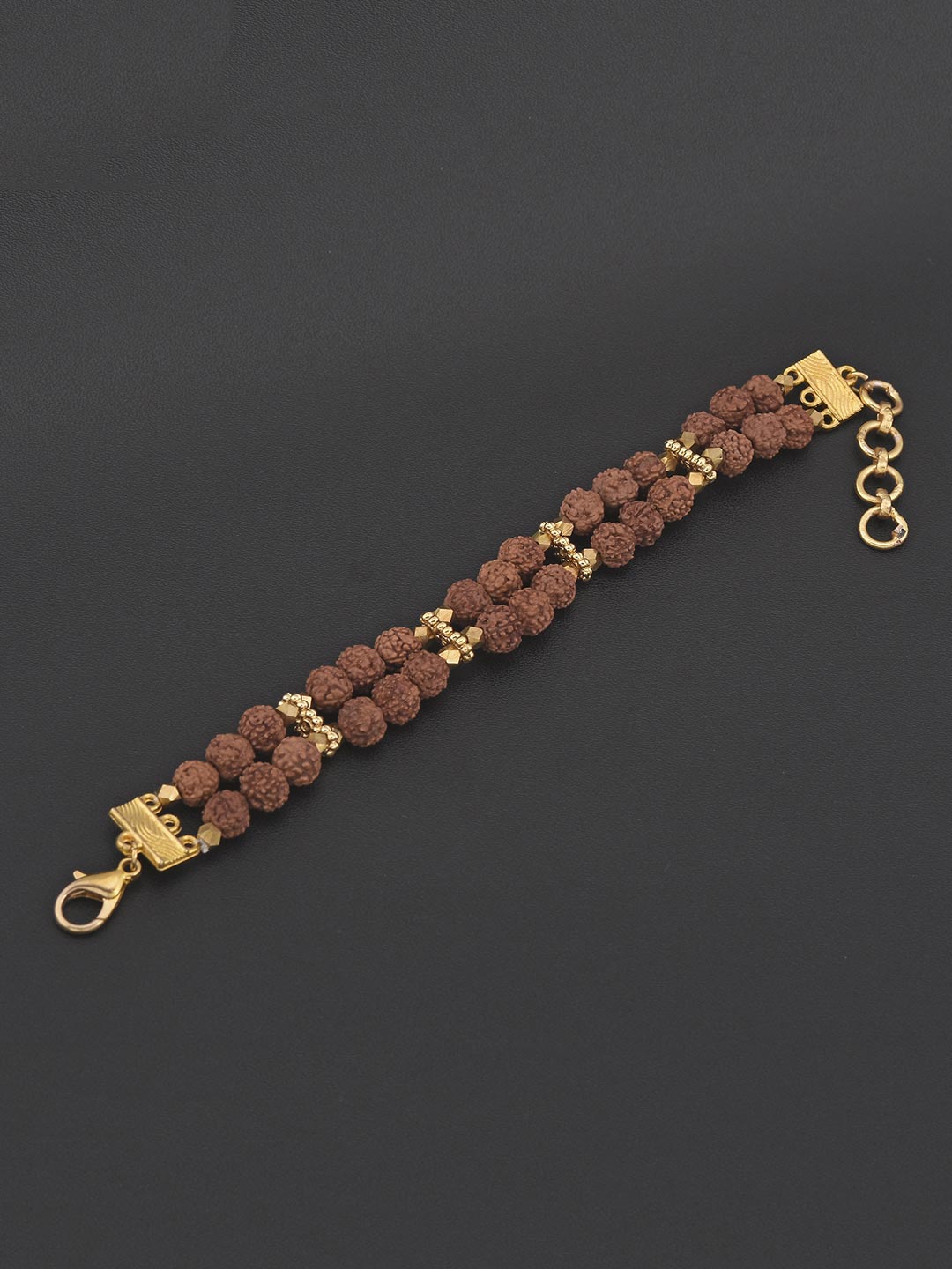 Ethnic Rudraksha Gold Plated Mens Bracelet