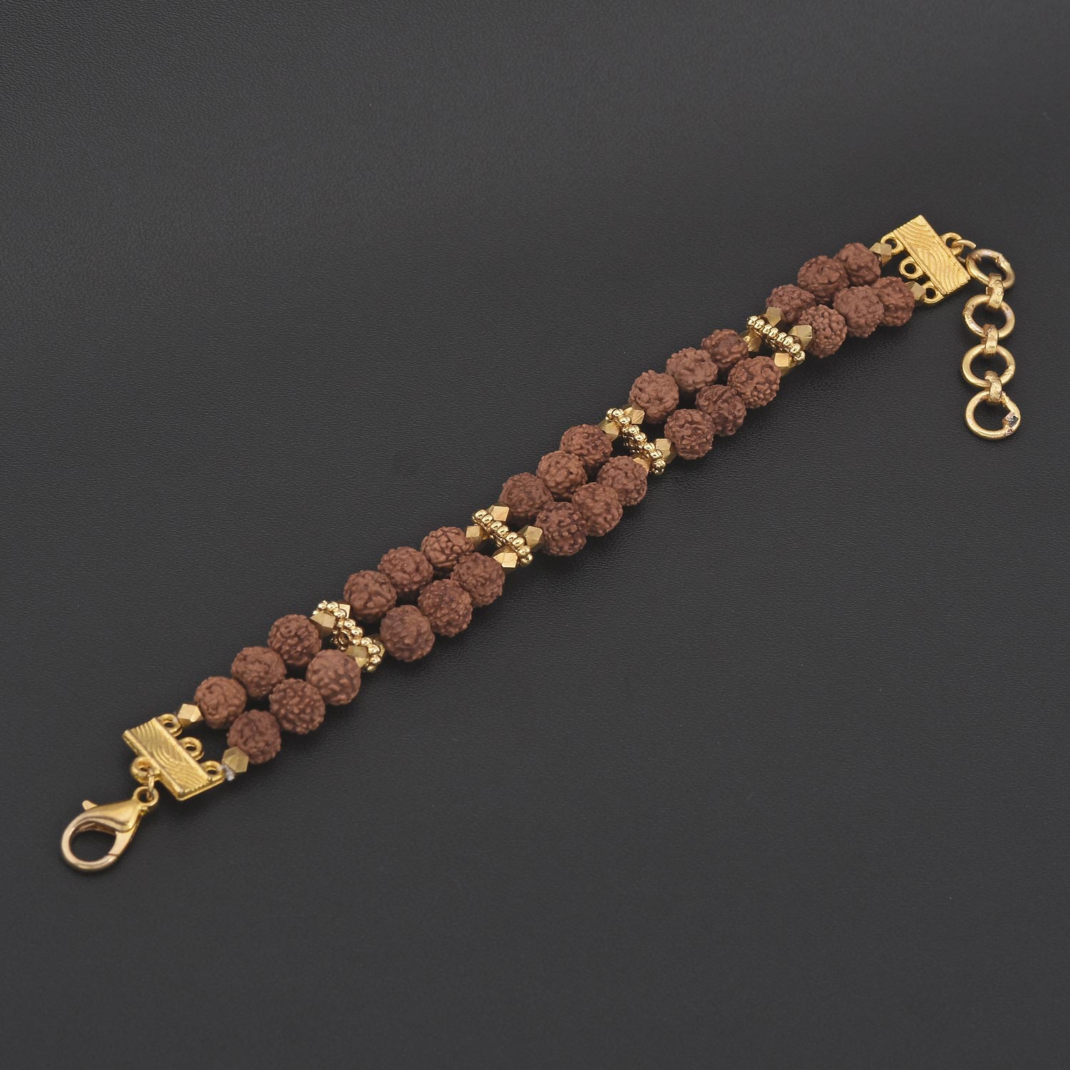 Ethnic Rudraksha Gold Plated Mens Bracelet
