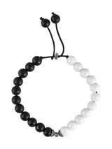 Classic Black and White Colored Stones Adjustable Mens Bracelet