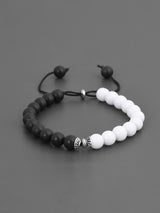 Classic Black and White Colored Stones Adjustable Mens Bracelet
