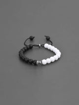 Classic Black and White Colored Stones Adjustable Mens Bracelet