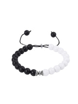 Classic Black and White Colored Stones Adjustable Mens Bracelet