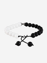 Classic Black and White Colored Stones Adjustable Mens Bracelet