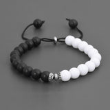 Classic Black and White Colored Stones Adjustable Mens Bracelet