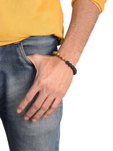 Bi Colored Stones Hand Made Thread Adjustable Mens Bracelet
