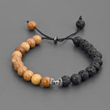 Bi Colored Stones Hand Made Thread Adjustable Mens Bracelet