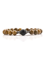 Brown Colored Stones and Oxidised Silvery Metal Adjustable Men's Bracelet